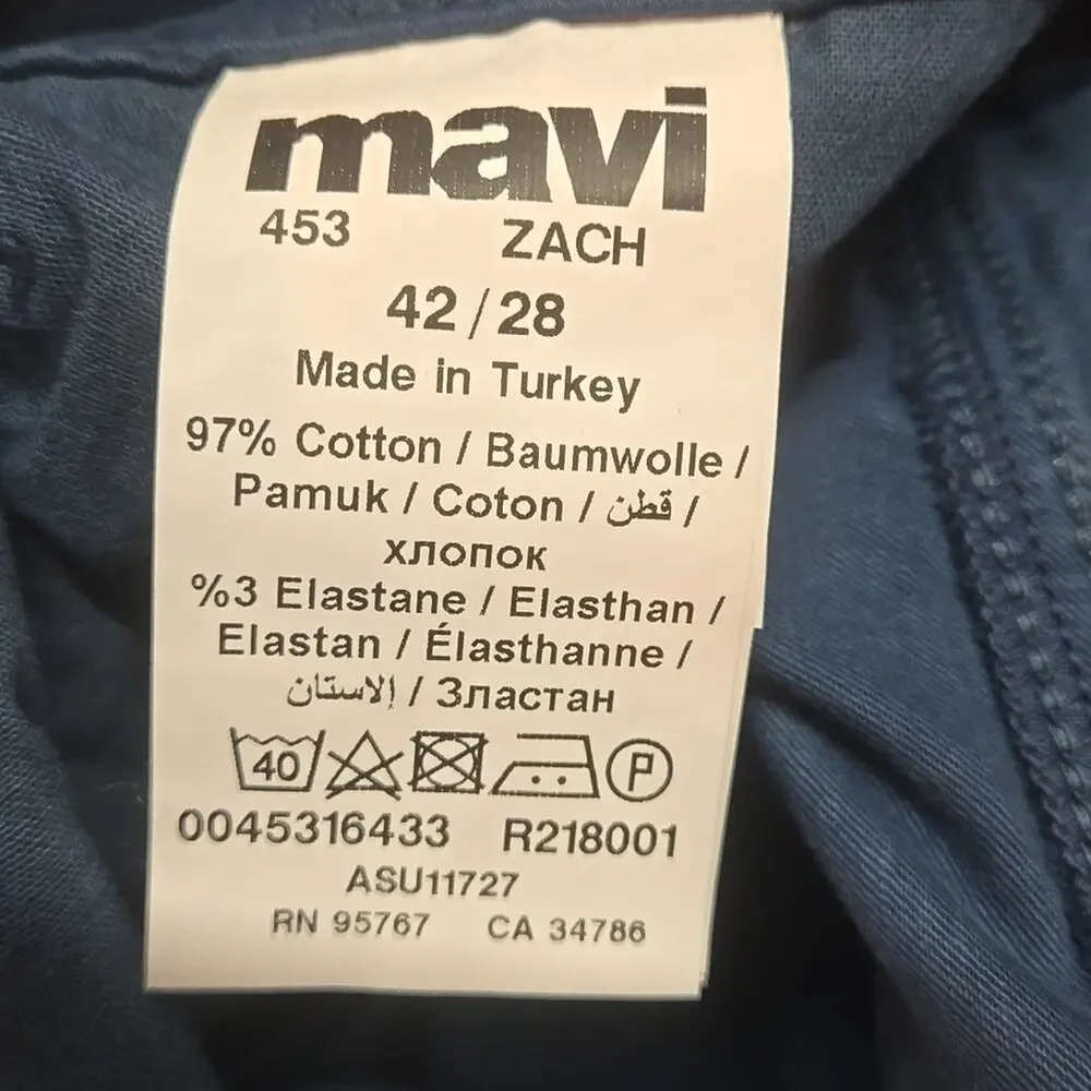 NWT Mavi Zach Straight Leg Navy Twill Pants Size 42/28
